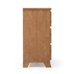 Side view of a modern wooden chest of drawers with elegant design for home storage solutions.