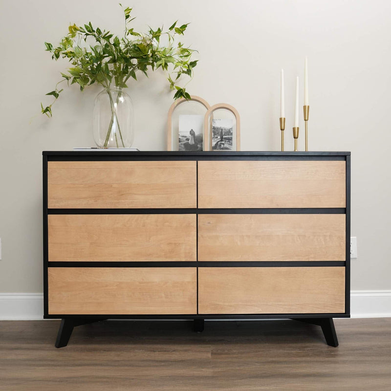 Modern 6-Drawer Dresser Dresser Plank+Beam Black and Blonde 