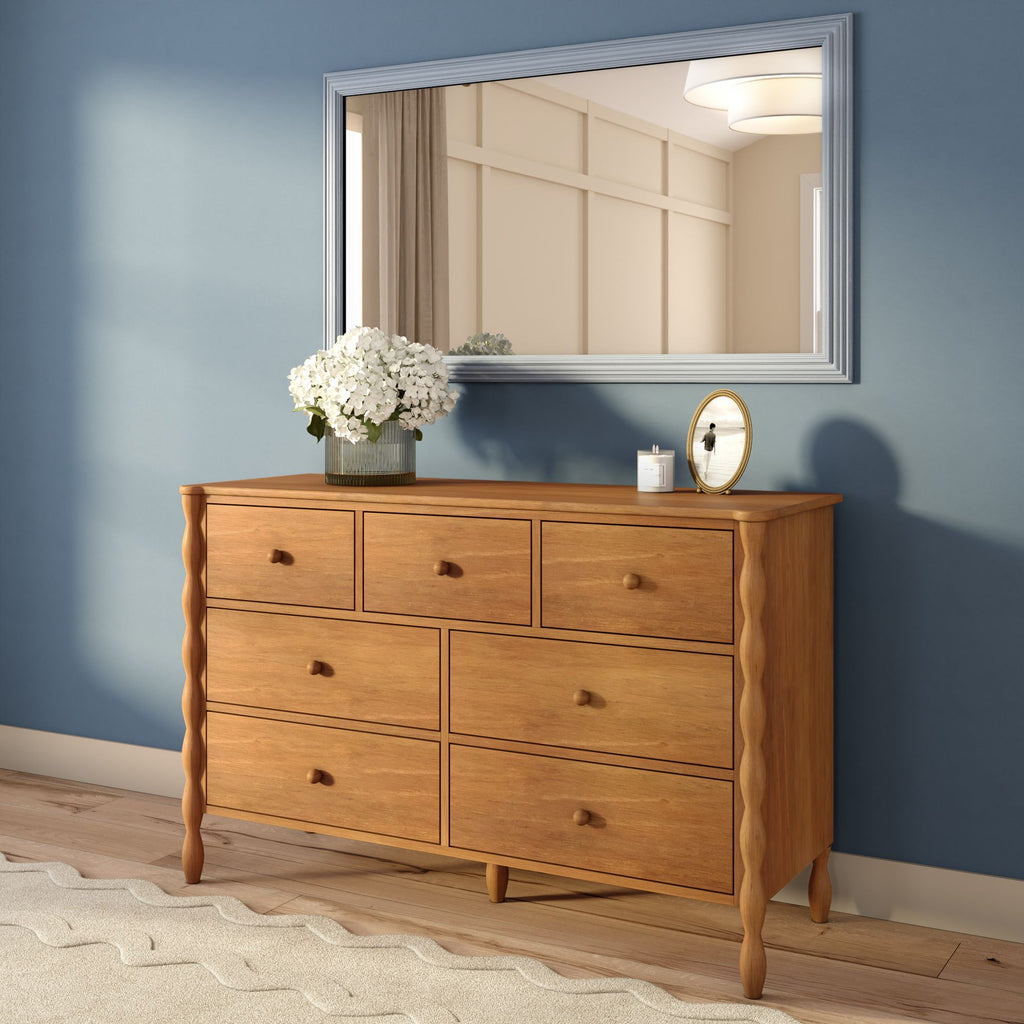 real wood dresser Lind 7-Drawer Dresser in Walnut | Solid Pine Wood Construction | Vintage Inspiration, Modern Feel | Easy Assembly