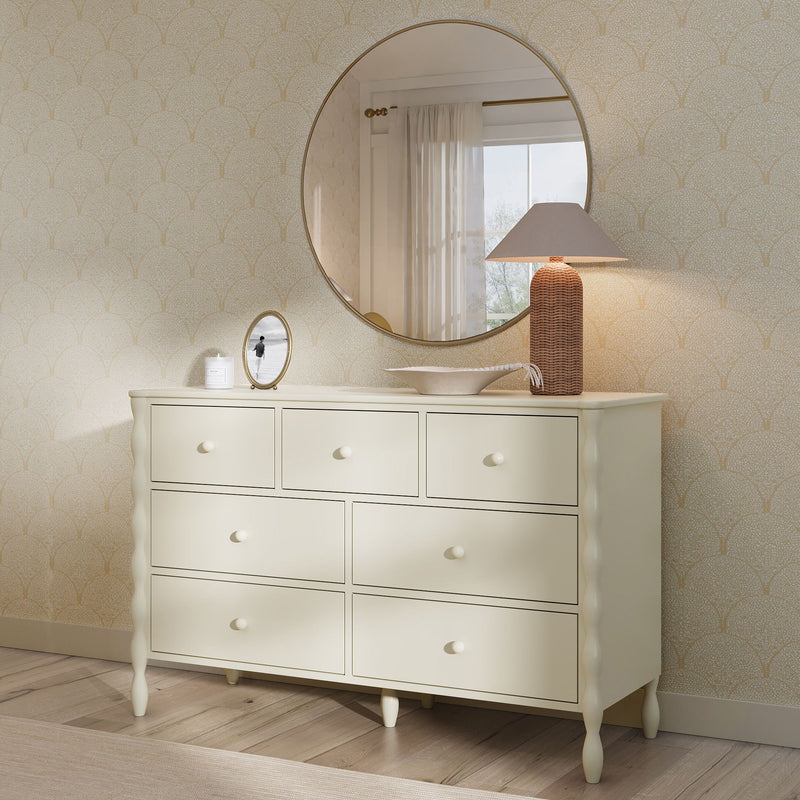 Jenny Lind 3 over 4 Drawer Dresser, Linen White 12-0602 Jenny Lind 3 over 4 Drawer Dresser, Linen White 12-0602