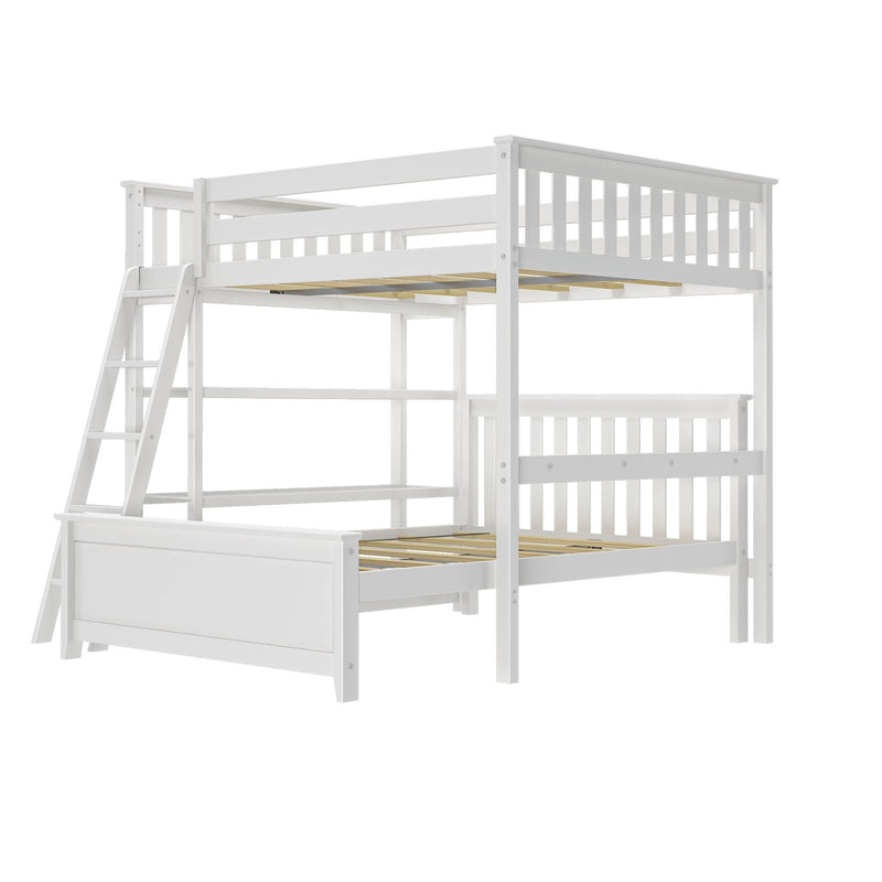 Classic Full/Full L-Shaped Bunk Bed + Bookcase Bunk Beds Plank+Beam 