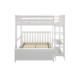 Classic Full Over Full L-Shaped Bunk Bed with Bookcase Bunk Beds Plank+Beam 