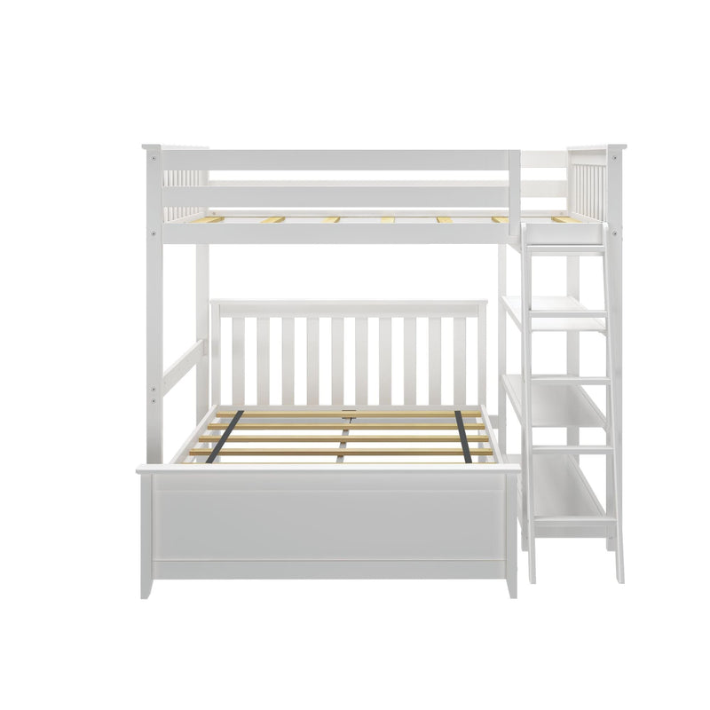 Classic Full/Full L-Shaped Bunk Bed + Bookcase Bunk Beds Plank+Beam 