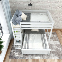 Classic Full/Full L-Shaped Bunk Bed + Bookcase