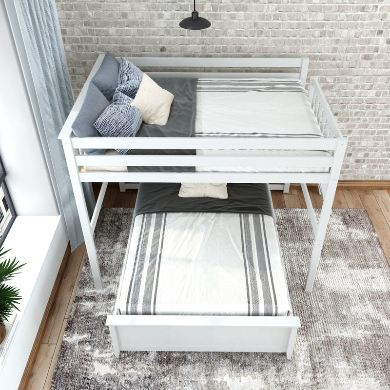 Classic Full/Full L-Shaped Bunk Bed + Ladder on End Bunk Beds Plank+Beam 