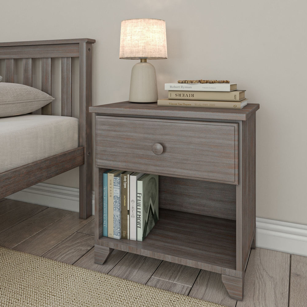 Classic Nightstand with 1 Drawer and Shelf Nightstand Plank+Beam Clay 