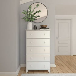 Classic 5-Drawer Tall Dresser Dresser Plank+Beam White 