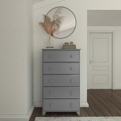 Classic 5-Drawer Tall Dresser Dresser Plank+Beam Grey 