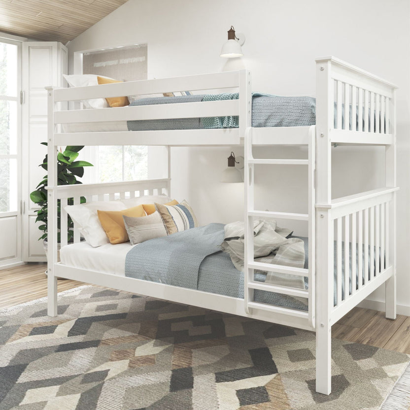 Full Over Full Bunk Bed Modern Solid Wood Bed Frames, Guardrail, 400 lb ...