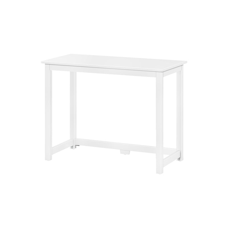 White minimalist office desk with a sleek design, ideal for modern workspaces.