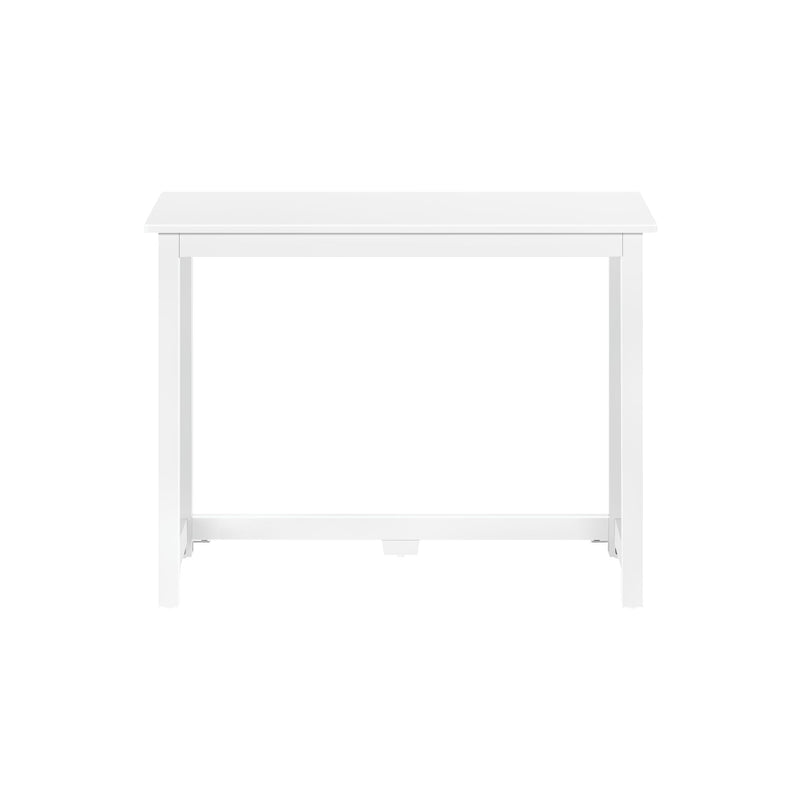 White modern desk with minimalist design and sturdy construction.