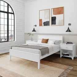 Modern Full-Size Bed with Panel Headboard Single Beds Plank+Beam White 