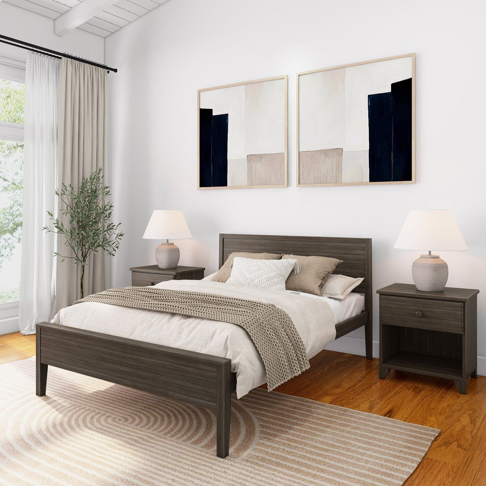 Modern Full-Size Bed with Panel Headboard Single Beds Plank+Beam Clay 