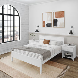Modern Queen-Size Bed with Panel Headboard Single Beds Plank+Beam 