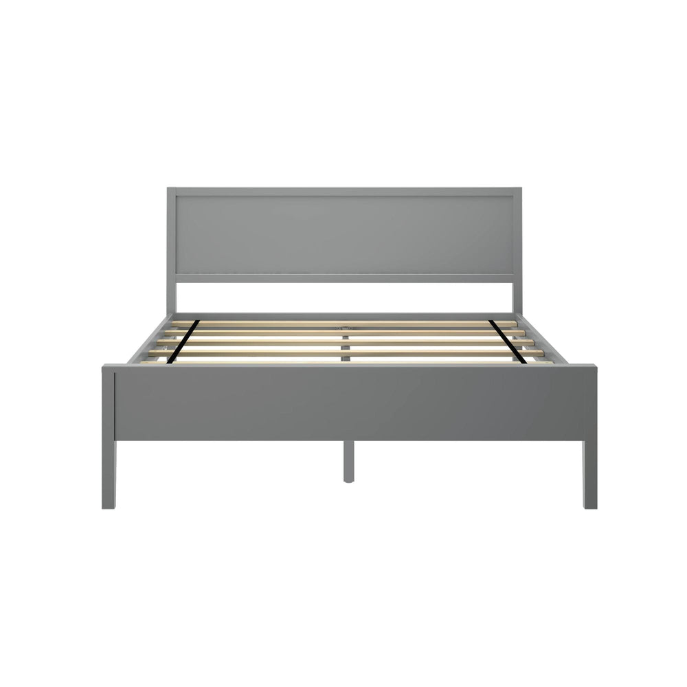 QueenSize Bed Frame with Headboard Modern Solid Wood Bed, Panel, Pine