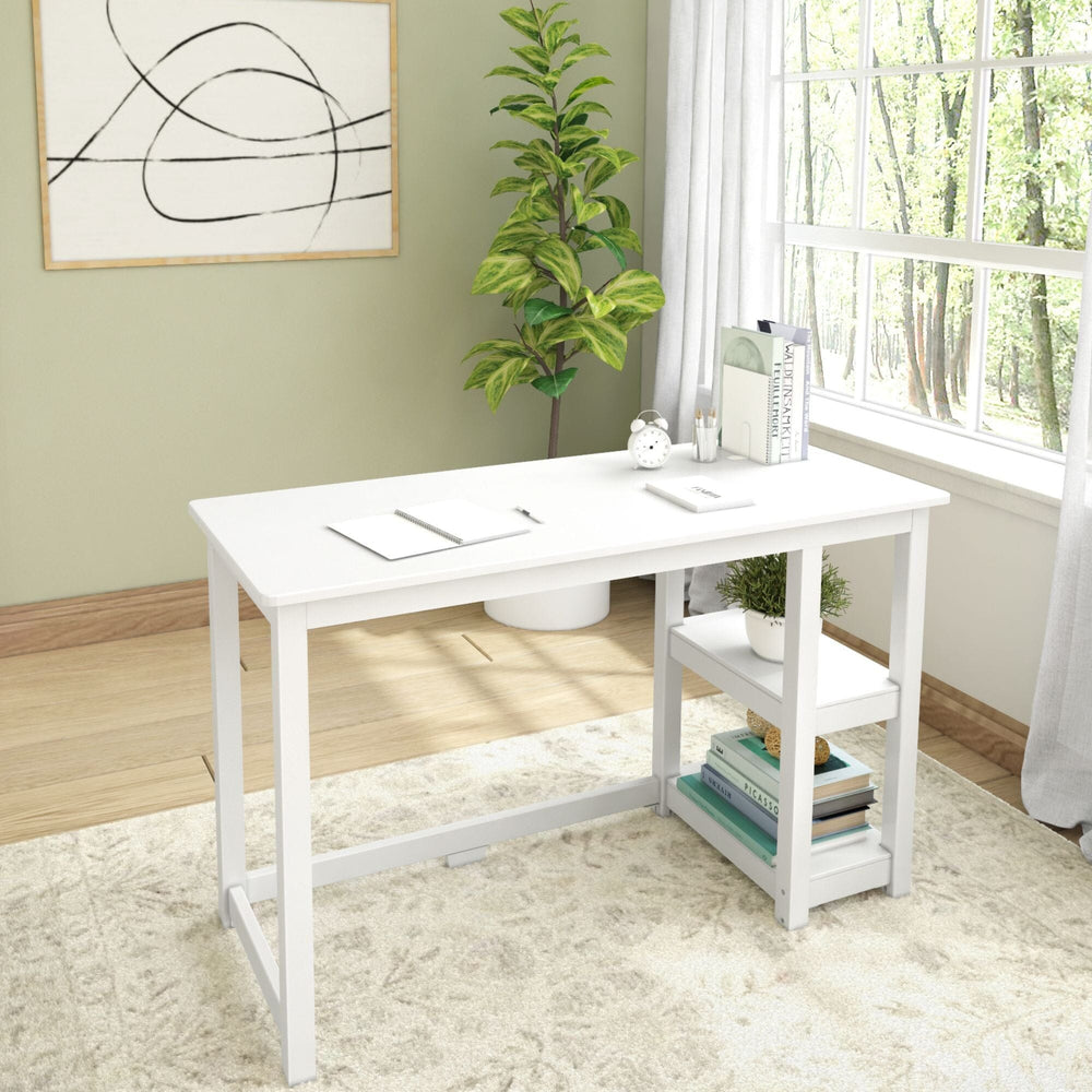 Solid Wood Computer Desk - 47 inches Desk Plank+Beam White 