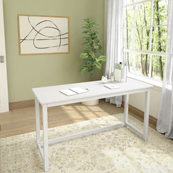 Solid Wood Writing Desk - 55 inches Desk Plank+Beam White 