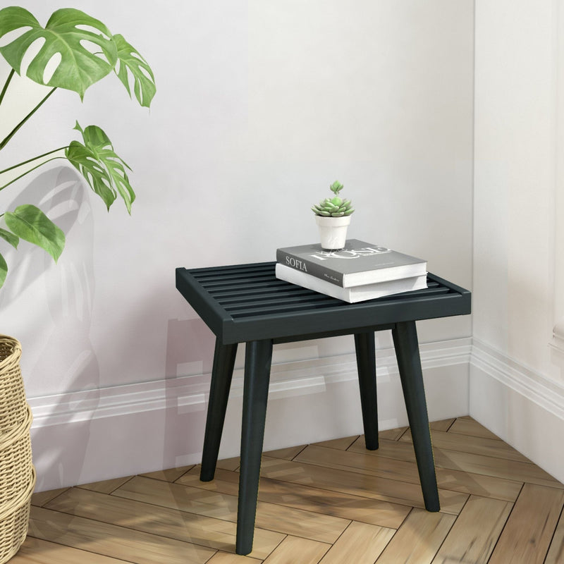 Mid-Century Solid Wood Accent Table - 19" Accessories Plank+Beam Black 