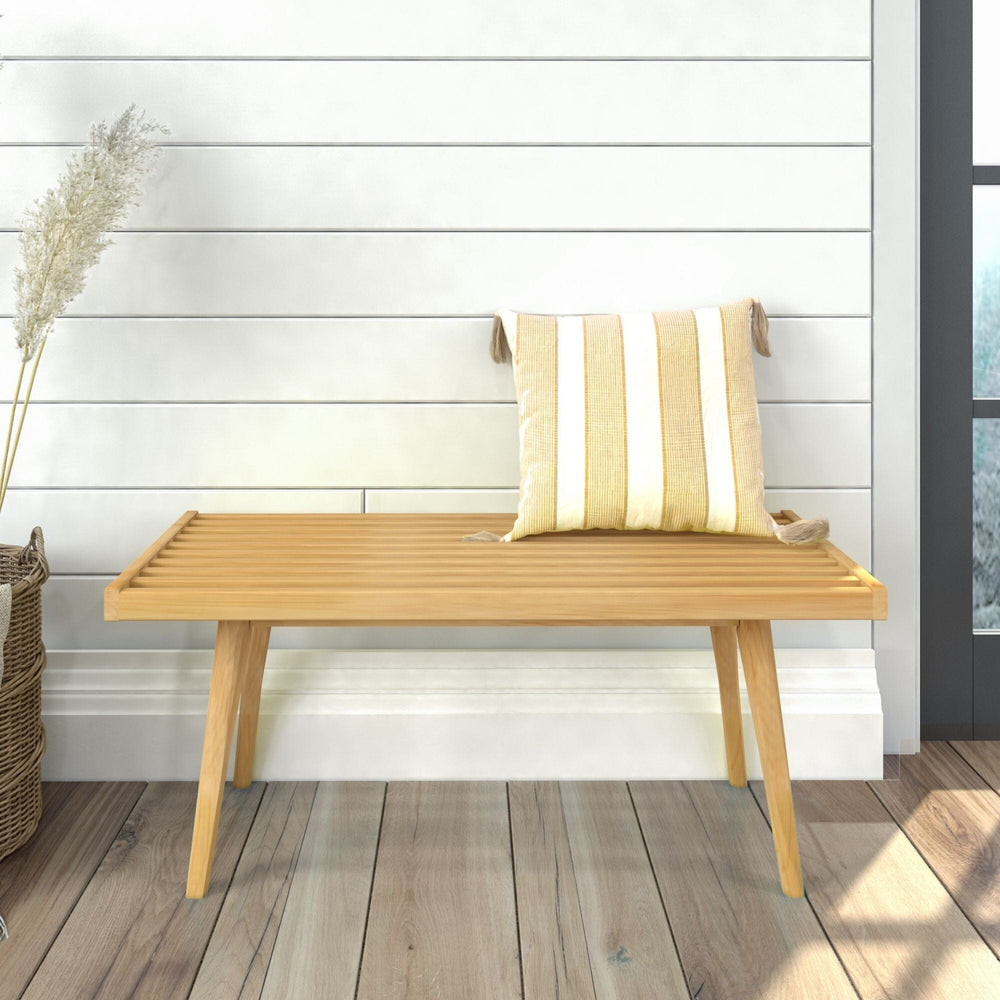 Mid-Century Solid Wood Entryway Bench - 41.25" Entryway Bench Plank+Beam Natural 
