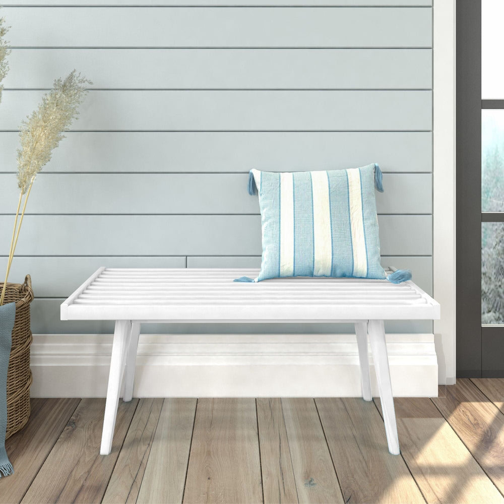 Mid-Century Solid Wood Entryway Bench - 41.25" Entryway Bench Plank+Beam White 