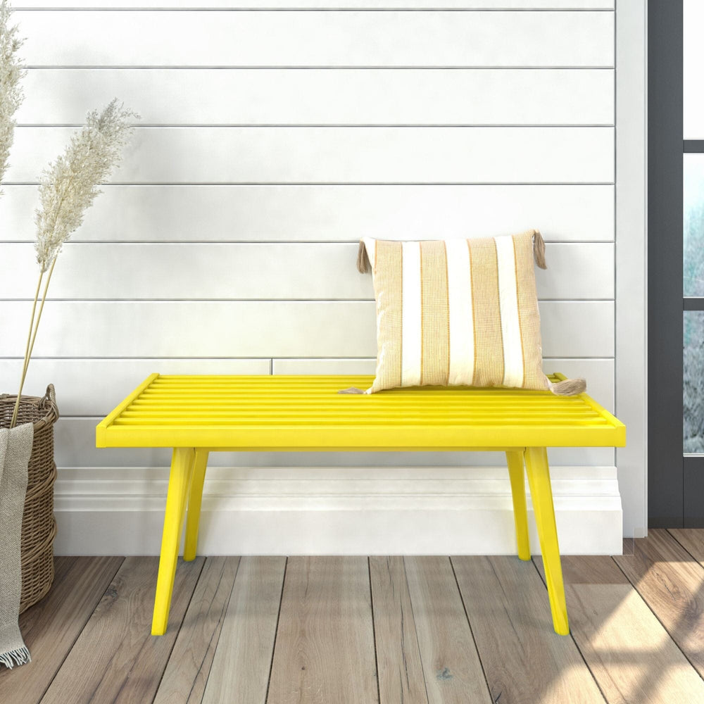 Mid-Century Solid Wood Entryway Bench - 41.25" Entryway Bench Plank+Beam Yellow 