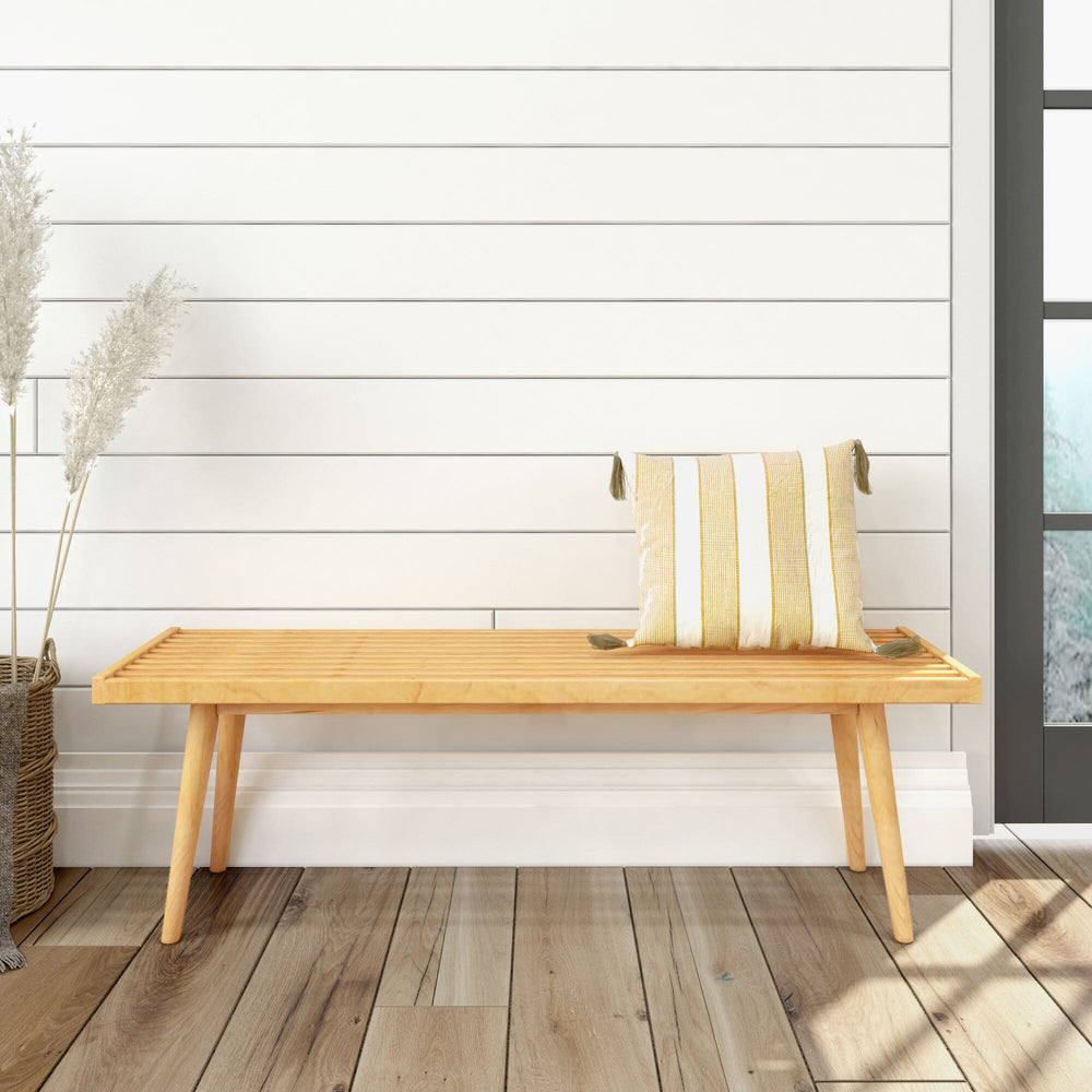 Mid-Century Solid Wood Entryway Bench - 56.25" Entryway Bench Plank+Beam Natural 
