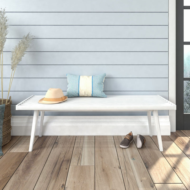 Mid-Century Modern Entryway Bench - 56" Entryway Bench Plank+Beam White 
