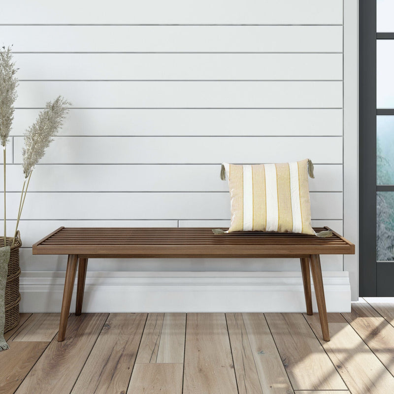 Mid-Century Modern Entryway Bench - 56" Entryway Bench Plank+Beam Walnut 