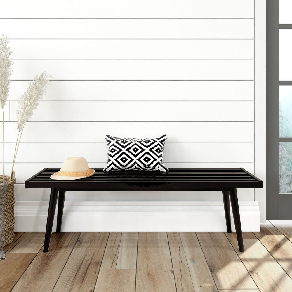 Mid-Century Solid Wood Entryway Bench - 56.25" Entryway Bench Plank+Beam Black 