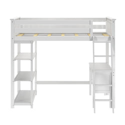 Full-Size High Loft Bed with Bookcase and Desk Loft Beds Plank+Beam 