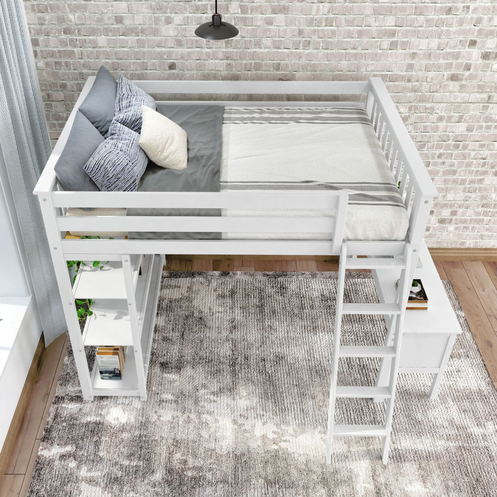 Full-Size High Loft Bed with Bookcase and Desk Loft Beds Plank+Beam 