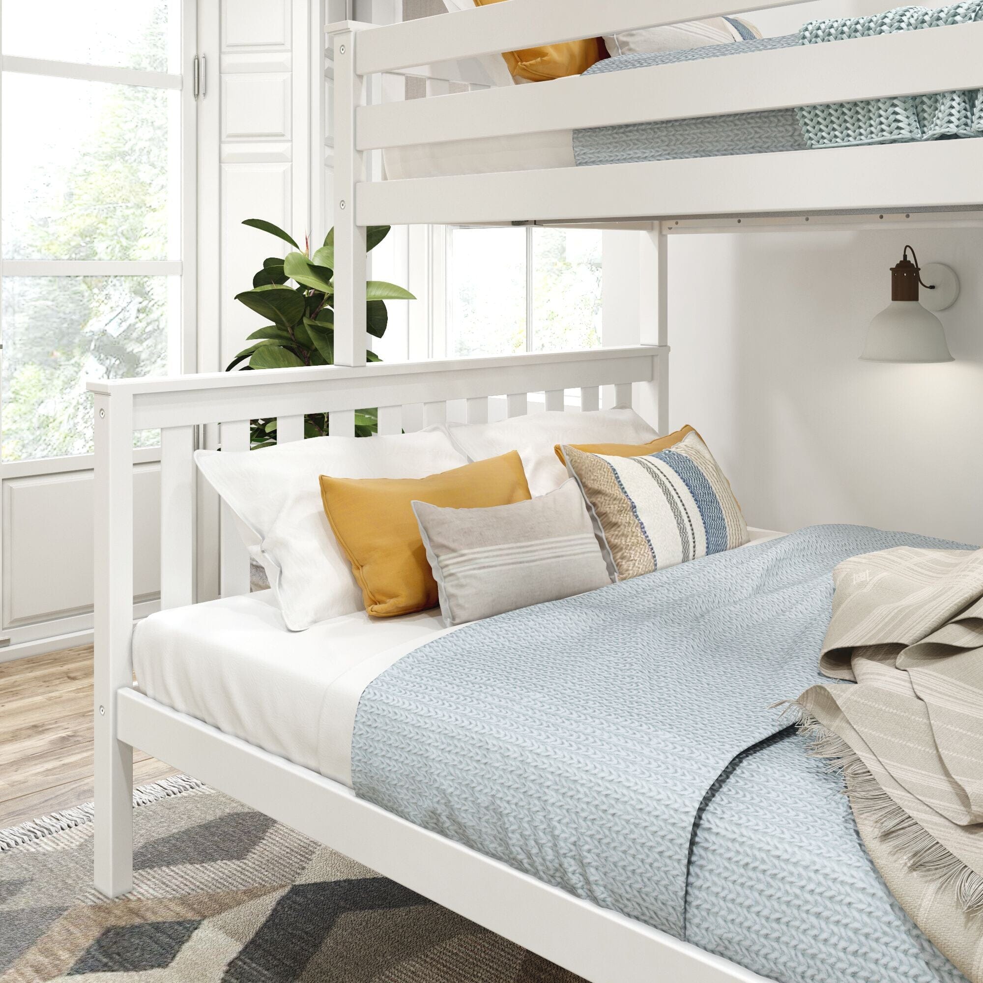 White twin over queen bunk clearance bed