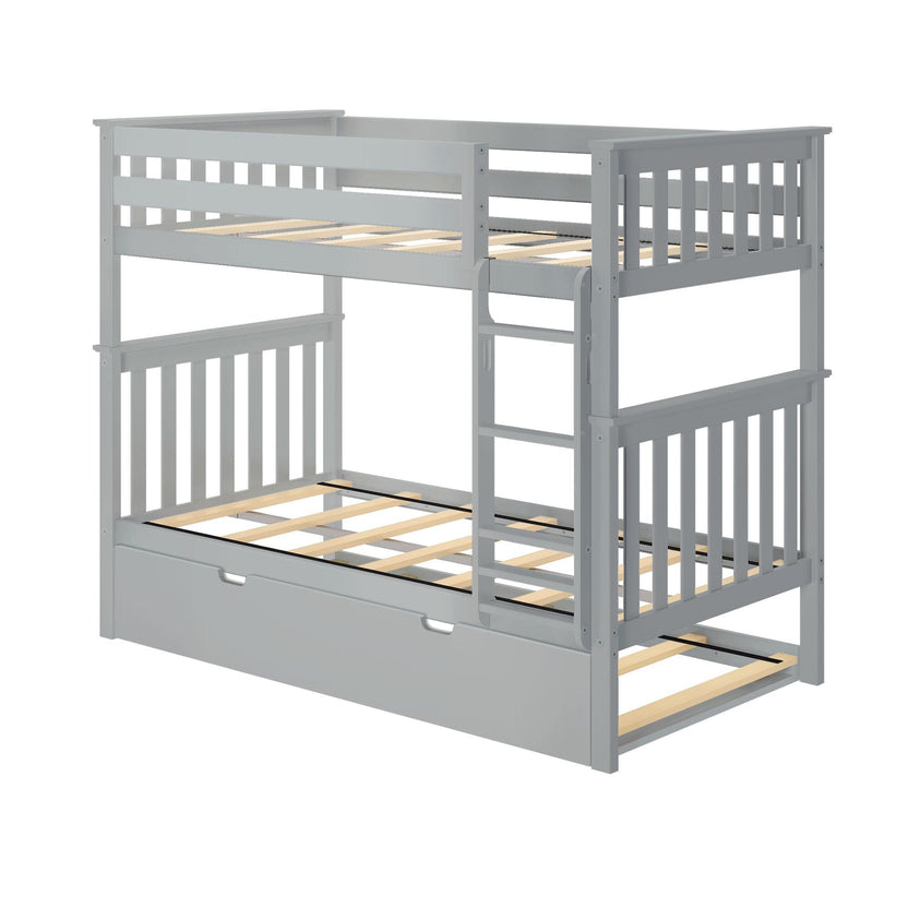 Twin Over Twin Bunk Bed with Trundle Bed Modern Solid Wood Bed Frames ...