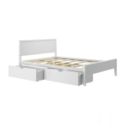 Modern Queen-Size Bed with Panel Headboard and Storage Drawers Single Beds Plank+Beam 