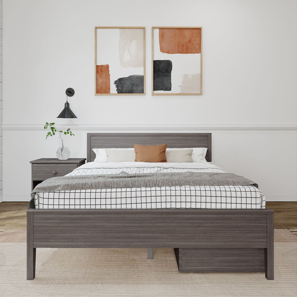 Modern Queen-Size Bed with Panel Headboard and Storage Drawers Single Beds Plank+Beam 