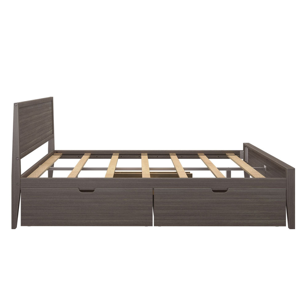 Modern Queen-Size Bed with Panel Headboard and Storage Drawers Single Beds Plank+Beam 