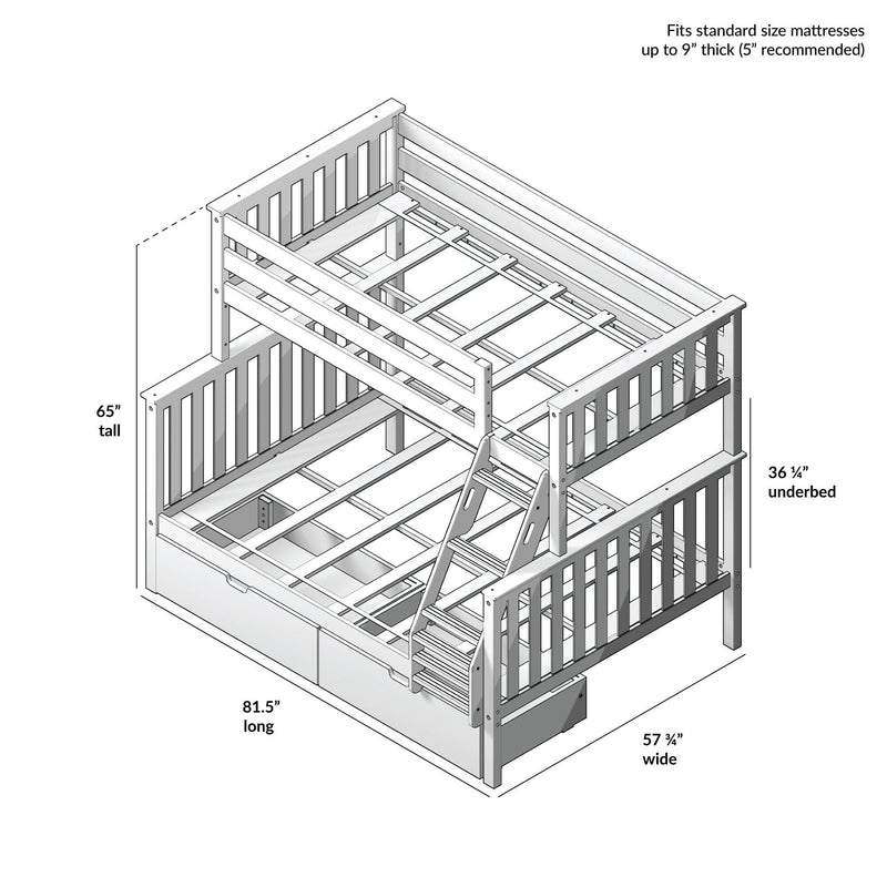 Classic Twin over Full Bunk Bed + Underbed Storage Bunk Beds Plank+Beam 
