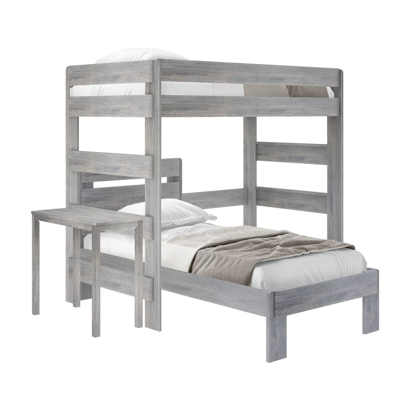 Rustic Twin/Twin L-Shaped Bunk Bed + Desk Bunk Beds Plank+Beam 