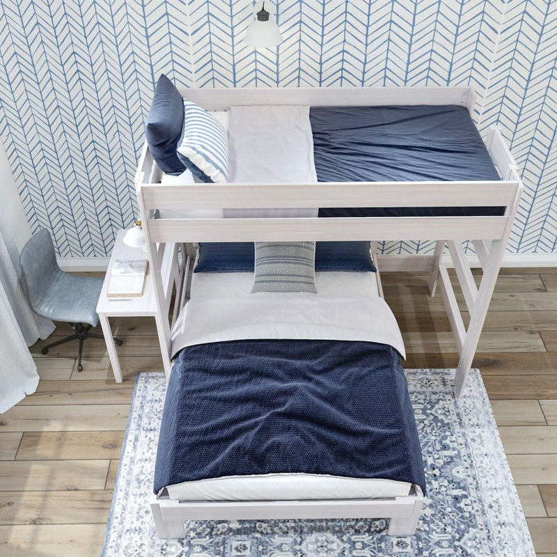 Rustic Twin/Full L-Shaped Bunk Bed + Desk Bunk Beds Plank+Beam 