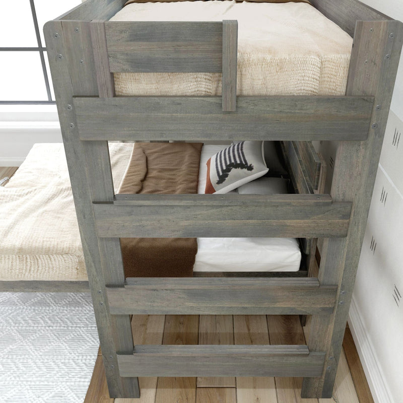 Rustic Twin/Full L-Shaped Bunk Bed + Desk Bunk Beds Plank+Beam 