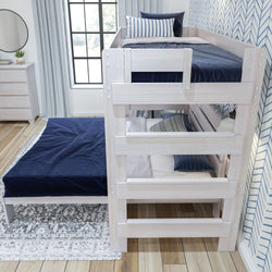 Rustic Twin/Queen L-Shaped Bunk Bed + Desk Bunk Beds Plank+Beam 