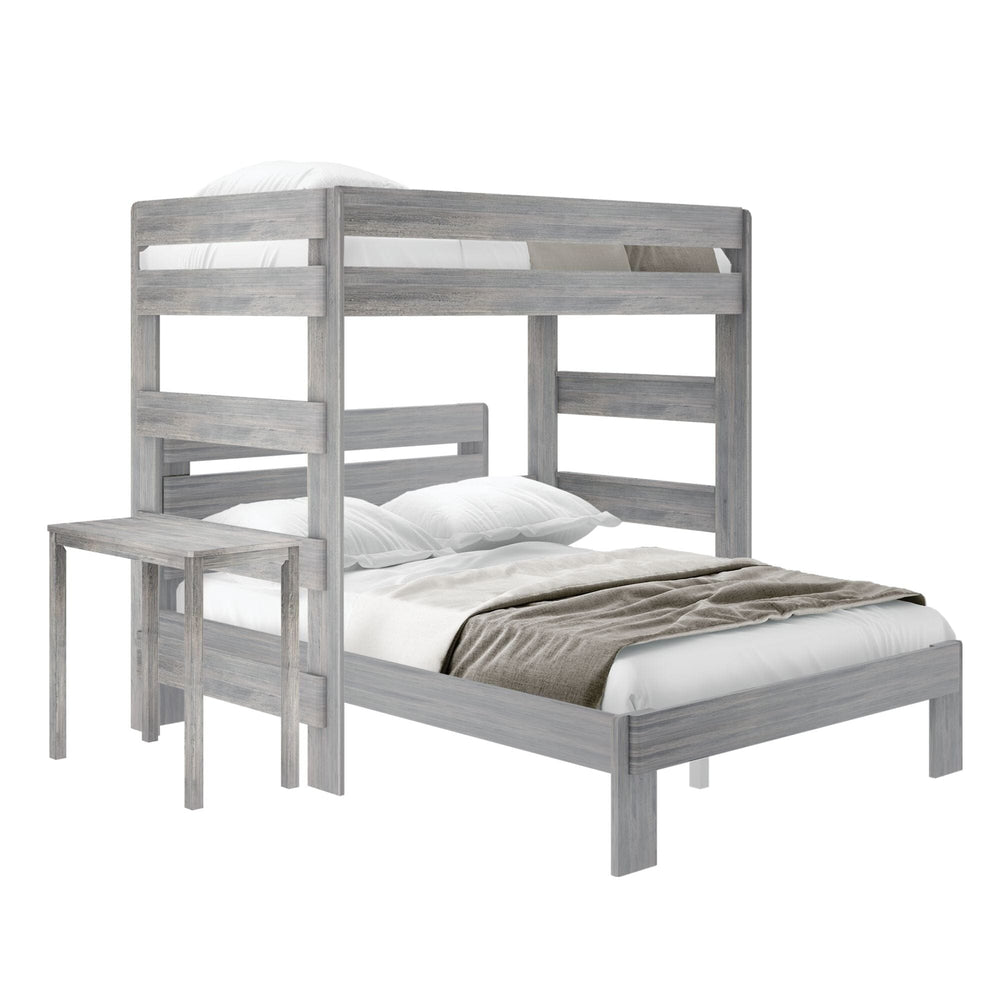 Rustic Twin/Queen L-Shaped Bunk Bed + Desk Bunk Beds Plank+Beam 