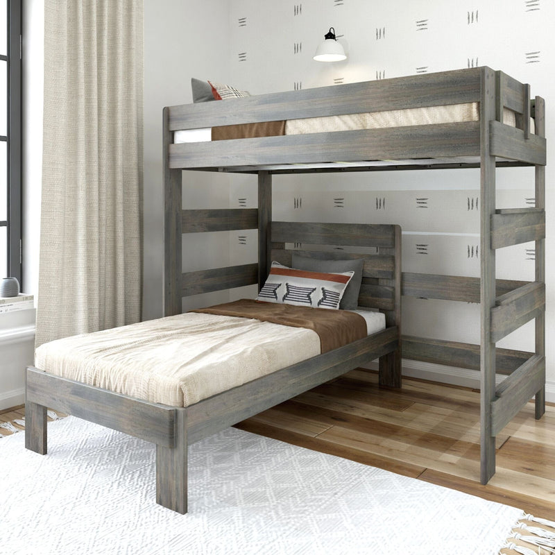 Rustic Twin/Twin L-Shaped Bunk Bed Bunk Beds Plank+Beam Driftwood 