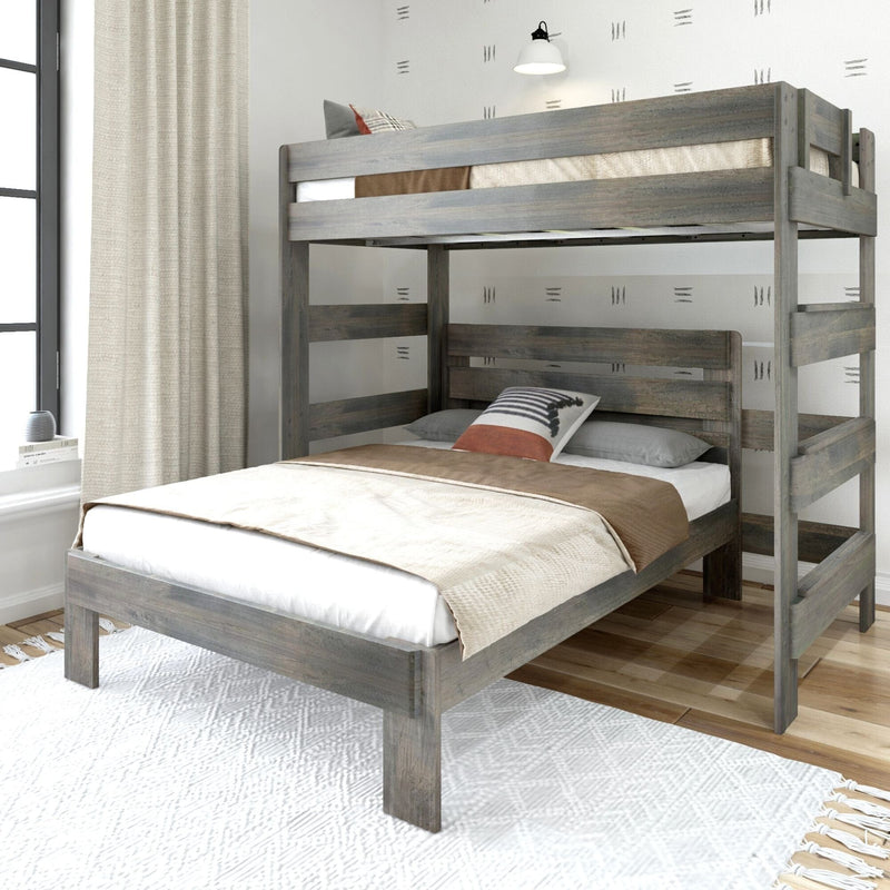 Rustic Twin/Full L-Shaped Bunk Bed Bunk Beds Plank+Beam Driftwood 