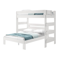 Rustic Twin over Queen L-Shaped Bunk Bed Bunk Beds Plank+Beam White Wash 
