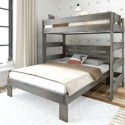 Rustic Twin/Queen L-Shaped Bunk Bed Bunk Beds Plank+Beam Driftwood 