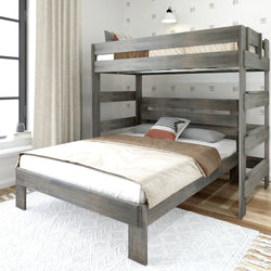 Rustic Twin over Queen L-Shaped Bunk Bed Bunk Beds Plank+Beam Driftwood 