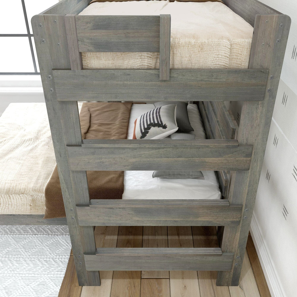 Rustic Twin over Queen L-Shaped Bunk Bed Bunk Beds Plank+Beam 