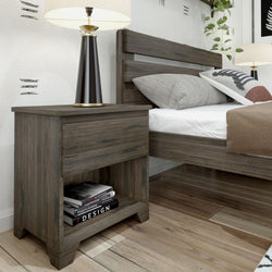 Rustic 1-Drawer Nightstand Furniture Plank+Beam Barnwood Brown 