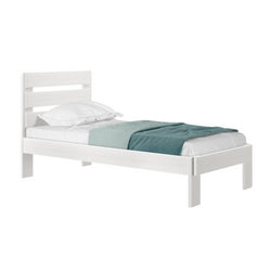 PB190210-182 : Single Beds Farmhouse Twin Bed with Plank Headboard, White Wash